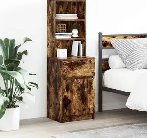 Nightstand VidaXL model 861314, smoked oak laminated wood 39x35x125 cm