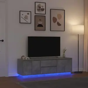 Тумба под TV VidaXL 3328429 с LED-подсветкой, бетонно-серый, 160,5 x 41 x 50 см