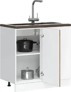 Sink Base Cabinet VidaXL model 854296 in Reclaimed Wood Effect, Laminated Wood Construction