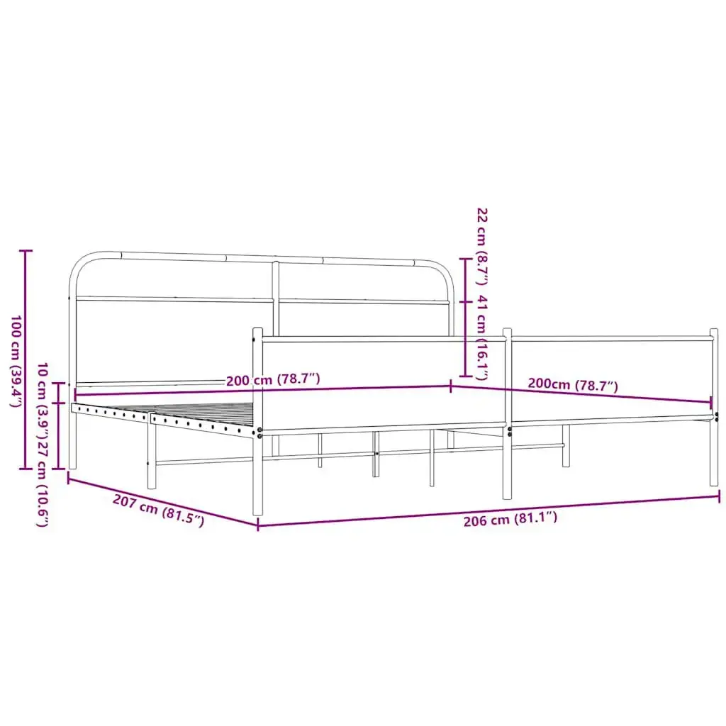 Gultas rāmis VidaXL 3318713 ozols, 206x207 cm Photo 9