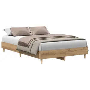 Gultas rāmis VidaXL 861065 — ozolkoka tonis, izmēri 143×193 cm, augstums 25 cm