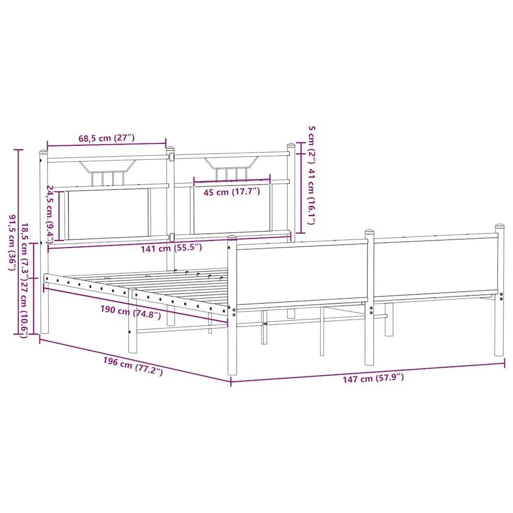 VidaXL gultas rāmis 4106980 ozols 147×196×91,5 cm Photo 10