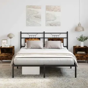 Gulta VidaXL modelis 4106744, rāmja apdare dūmainais ozols, priekš 140x200 cm matrača