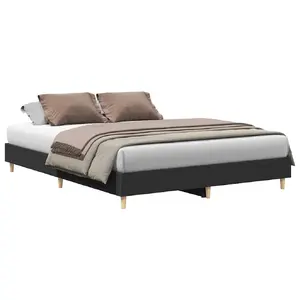 Gultas rāmis VidaXL 3328718 — melns, 143 cm x 2,03 m, augstums 25 cm
