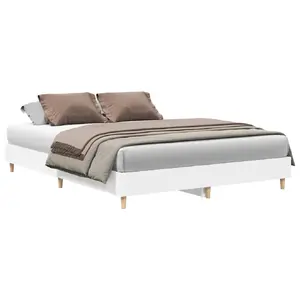 Gultas rāmis VidaXL 3328717 — balts, 143 cm x 203 cm, rāmis augstums 25 cm