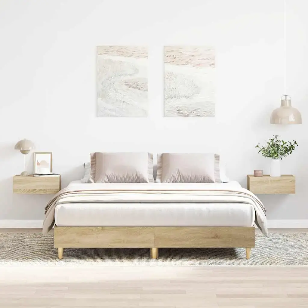 Каркас кровати VidaXL 3328719 дуб 143x203 см Photo 2