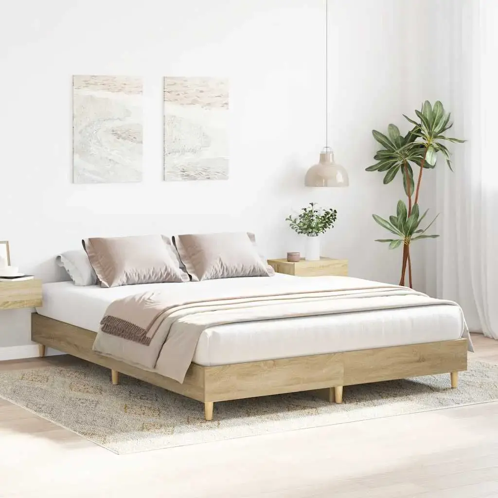 Каркас кровати VidaXL 3328719 дуб 143x203 см Photo 3