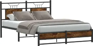 Каркас кровати VidaXL 150x200 см, оттенок «дымчатый дуб», без матраса