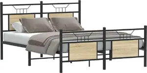 Каркас кровати VidaXL 140x200 см, дуб сонома, деревянный без матраса