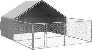 Āra suņu būda ar izskrējienu VidaXL modelis 3329243, cinkota tērauda, 5 x 3 x 1,9 m