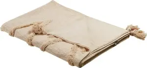 Cotton Throw Blanket Beliani MORBI 130 x 180 cm beige