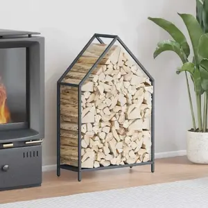 Firewood Rack VidaXL 60x25x90 cm, anthracite, metal firewood storage stand