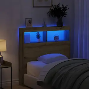 Изголовье с полками и LED VidaXL, дуб artisan, 100 x 17 x 102 см