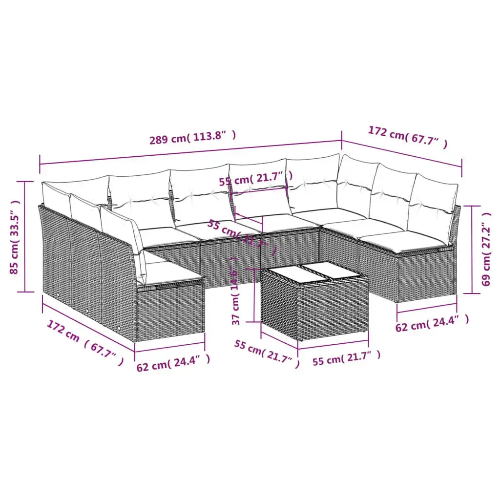 VidaXL уличная мебель 3249922 — 10 предметов Photo 3