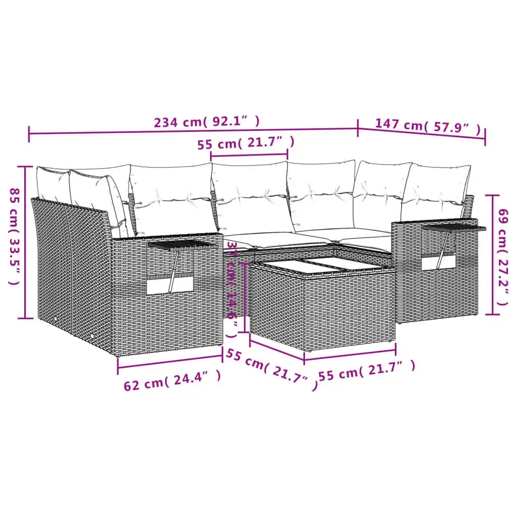 VidaXL уличный набор мебели 3219922 — 7 предметов Photo 9