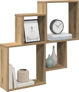 Настенная полка VidaXL модель 856611, отделка дуб artisan, 80×15×78,5 см