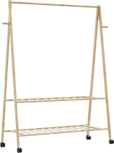 Вешалка для одежды с полками и колесами VidaXL модель 4008911, 132×45,5×155,5 см