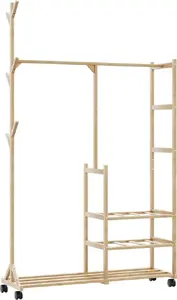 Clothing Rack with Shelves and Wheels VidaXL 100×38×175.5 cm