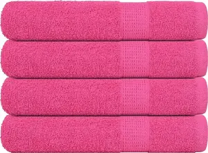 Bath towel set VidaXL 4 pieces 100x200 cm 100% cotton pink