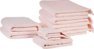 Towel set Beliani 9-piece cotton terry pink