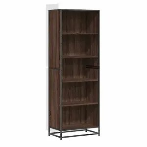 Стеллаж/книжный шкаф VidaXL 3300854, цвет коричневый дуб, металлический каркас, 5 полок, 600×350×1705 мм