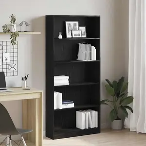 Книжный шкаф VidaXL Regał biblioteczny 80×24×176 см Черный дуб, клееное дерево