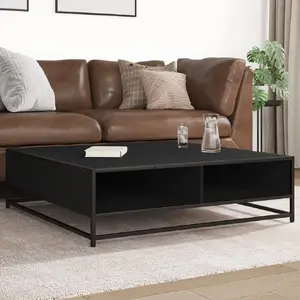 Столик VidaXL 100x100x30 см, черный, столешница из древесного материала и металлический каркас