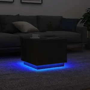 Журнальный стол VidaXL модель 862259 с LED-подсветкой, цвет черный дуб, 50×50×40 см