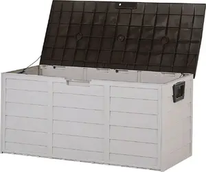 Outdoor storage box Shumee Locarno 245 l beige – 245 L capacity, weather-resistant garden trunk