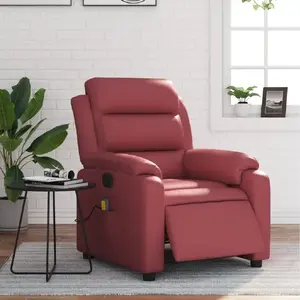 Массажное кресло-реклайнер VidaXL модель 3205039, электрическое, бордовая искусственная кожа
