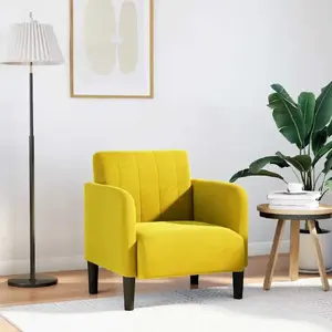 VidaXL dīvāna krēsls modelis 4100584 dzeltena samta, sēdekļa platums 54 cm