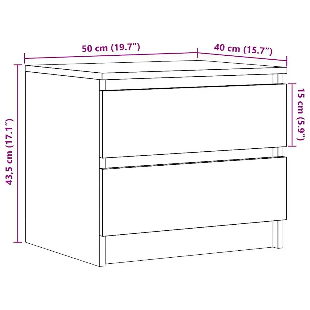 Nightstand VidaXL 856520 Oak 50×40×43.5 cm Photo 10