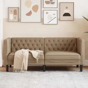 Dīvāns VidaXL Chesterfield 2‑vietīgs, kapučīno mākslīgā āda
