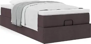 Кровать-оттоман с матрасом VidaXL 100x200 см, коричневая ткань