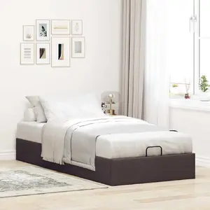 Каркас кровати VidaXL оттоманка, тканевая обивка, коричневый, 100x200 см