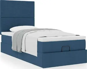 Кровать с подъёмным ящиком и матрасом VidaXL 100x200 см ткань синий