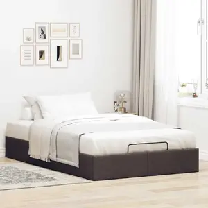 Gultas rāmis otomāna VidaXL 120x190 cm brūns audums, modelis 3310864