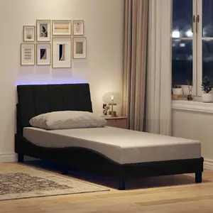 Gultas rāmis VidaXL modelis 3310435 Melna auduma 90x200 cm bez matrača