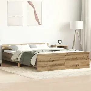 Gultas rāmis VidaXL Artisan Oak 140x200 cm no līmētas koksnes bez matracis