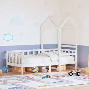 Дневная кровать с навесом VidaXL 80x200 см, массив сосны, белая