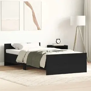Каркас кровати VidaXL модель 862367, цвет чёрный дуб, односпальная 90x190 см, без матраса