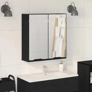 Зеркальный шкаф для ванной VidaXL 64x20x66.5 см, отделка Черный дуб