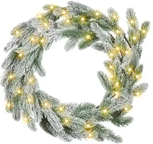 Decorative Christmas wreath Beliani ALBINI Ø45 cm green with integrated lights