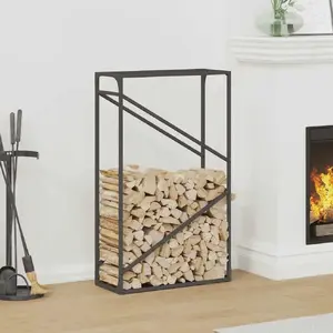 Стойка для дров VidaXL модель 864327, черный металл, 60 x 25 x 100 см
