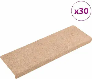 Pašlīmējoši pakāpienu paklājiņi 30 gab. VidaXL 65×21×4 cm Krēmkrāsas