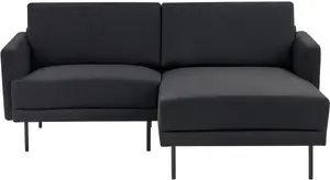 Corner sofa for 2 people, Beliani BREDA, left-hand configuration, black upholstery