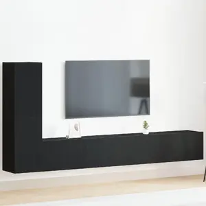 TV wall cabinet set VidaXL 3-piece, black oak finish, model 3333054