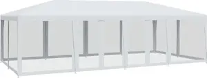 Праздничная палатка VidaXL с 12 сетчатыми стенками, белая, 8 x 4 м, HDPE