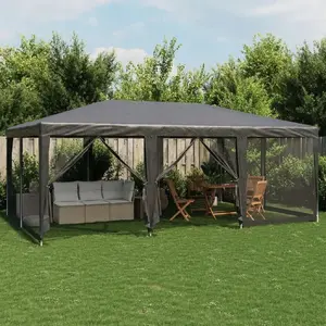 Праздничная палатка VidaXL 6x4 м, антрацит, 10 сетчатых стенок, тент HDPE
