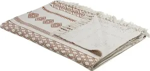 Throw Blanket Beliani Jorhat 130 x 180 cm cotton beige-brown